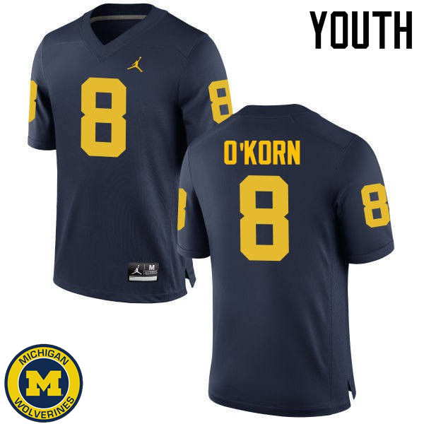 Youth Michigan Wolverines #8 John O'Korn Navy Alumni Jersey